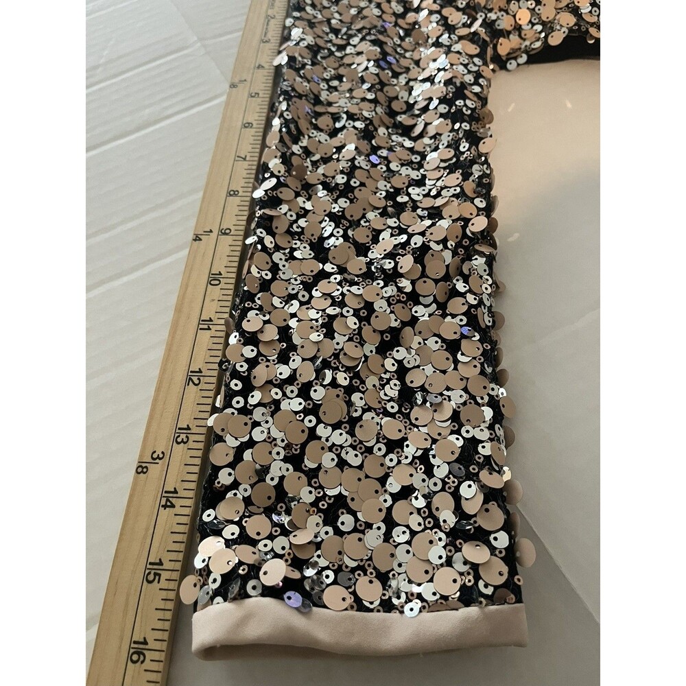 Diane Von Furstenberg Kavita Sequin Top Sz 2 Metallic Sheer Back Party - Picture 13 of 13